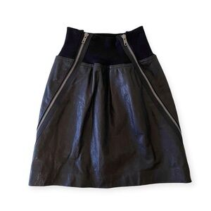 Theory Lamb Leather Mini Skirt Black XS